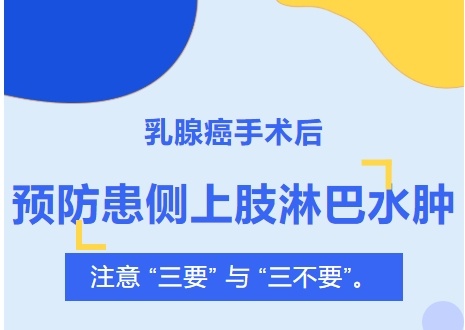 乳腺癌手术后，需预防患侧上肢淋巴水肿，应注意 “三要” 与 “三不要”。